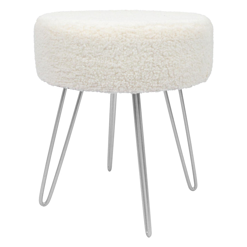 Cream H41 x D35cm Round Boucle Footstool - By Harbour Housewares