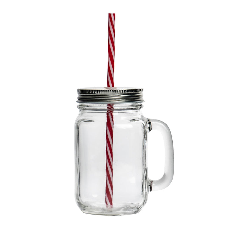 450ml Mason Drinking Jar Glasses with Straws - Pack of Four - By Rink Drink