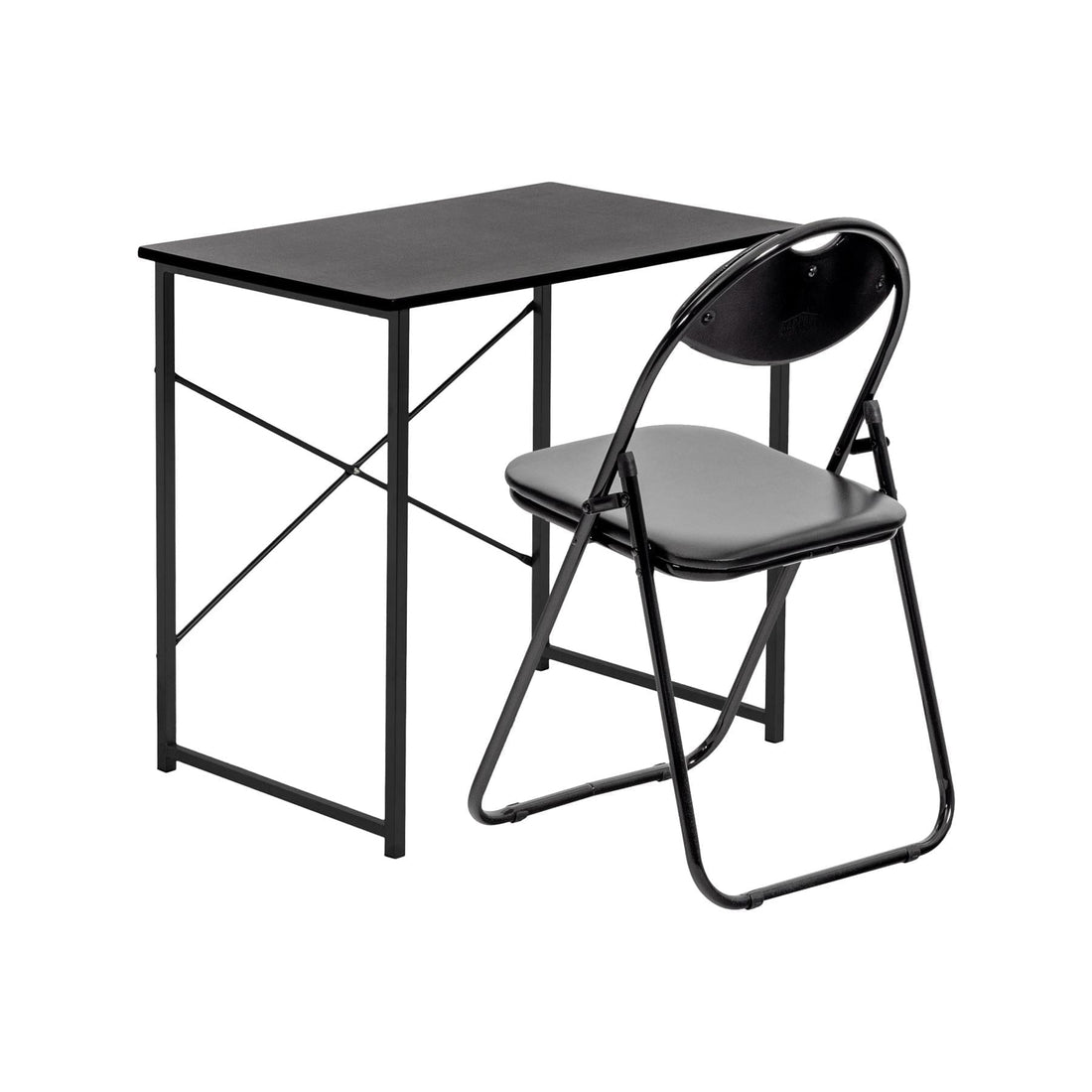 2-Piece Industrial Office Desk &amp; Chair Set - All Black