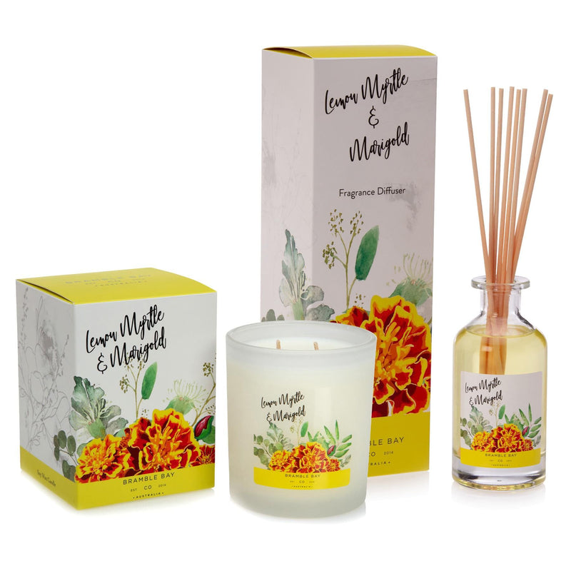 300g Double Wick Lemon Myrtle & Marigold Bath & Body Soy Wax Scented Candle - By Bramble Bay