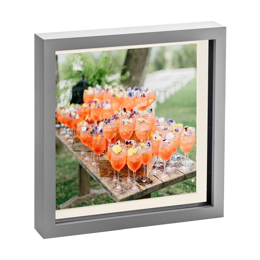 Grey 10" x 10" Shadow Box Photo Frame with 8" x 8" Ivory Mount