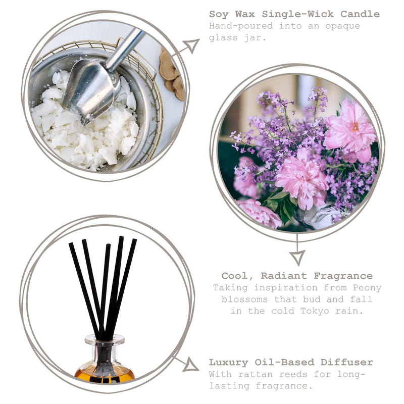 2pc Tokyo Spring Botanical Scented Candle & Diffuser Set -  By Bramble Bay