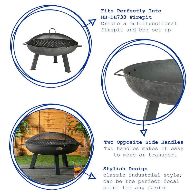 3pc Round Fire Pit, Grill and Dome Set - By Harbour Housewares