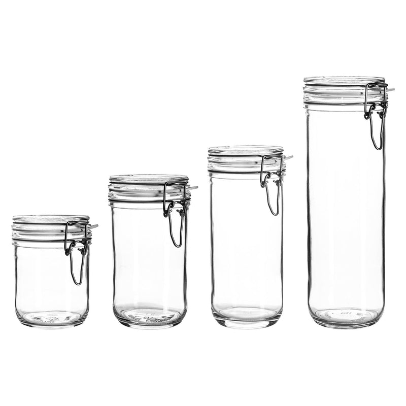 Bormioli Rocco 4 Piece Fido Glass Storage Jars Set