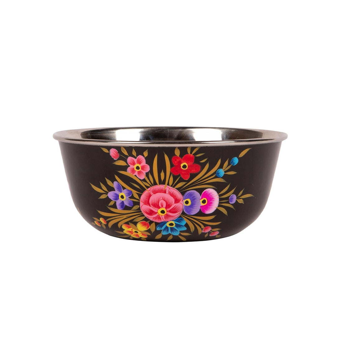 Pansy 16.5cm Hand-Painted Stainless Steel Snack Bowl - Carbon