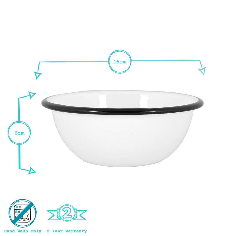 16cm White Enamel Cereal Bowl - By Argon Tableware