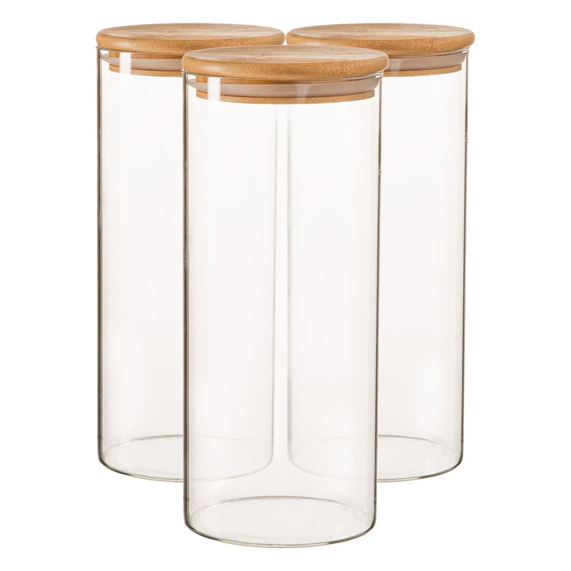 1.5L Scandi Storage Jars with Wooden Lids - Pack of Three - By Argon Tableware