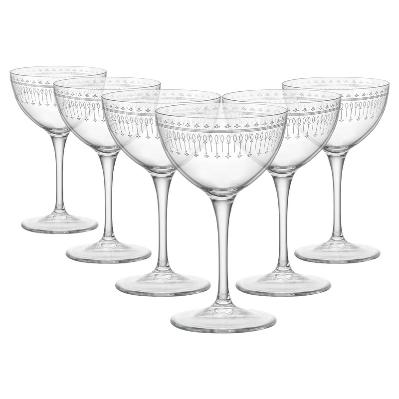 Art Deco 235ml Bartender Novecento Martini Glasses - Pack of 6 - By Bormioli Rocco
