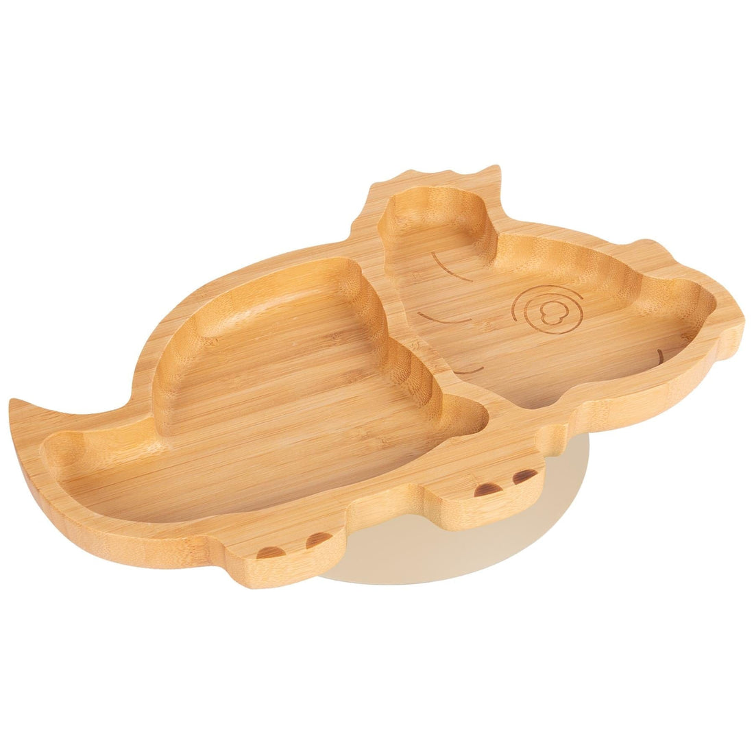 Dani the Dinosaur Bamboo Plate with Beige Suction Base