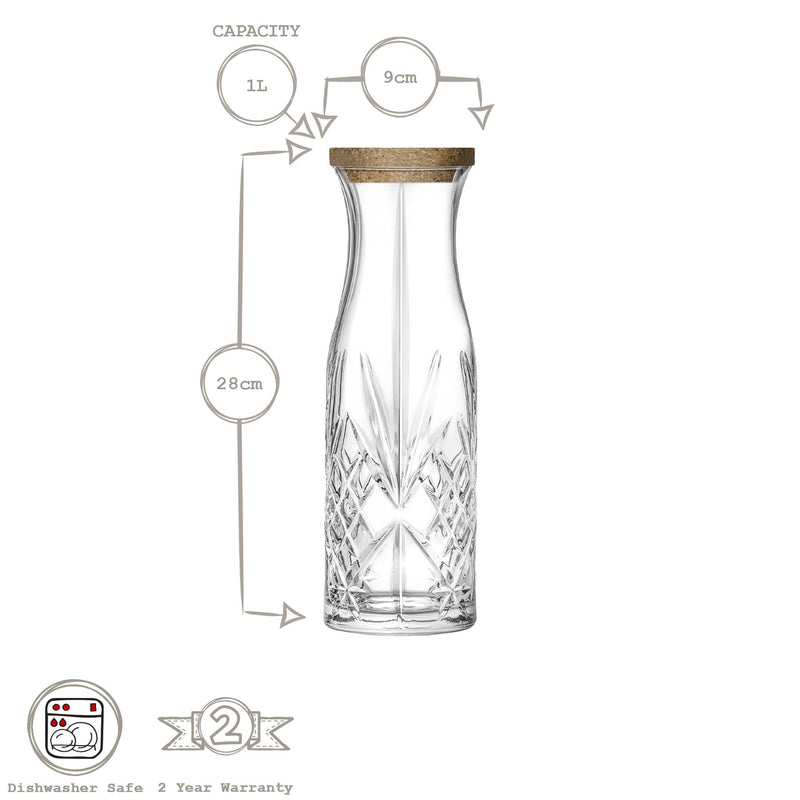 1L Melodia Glass Carafe with Cork Lid - By RCR Crystal
