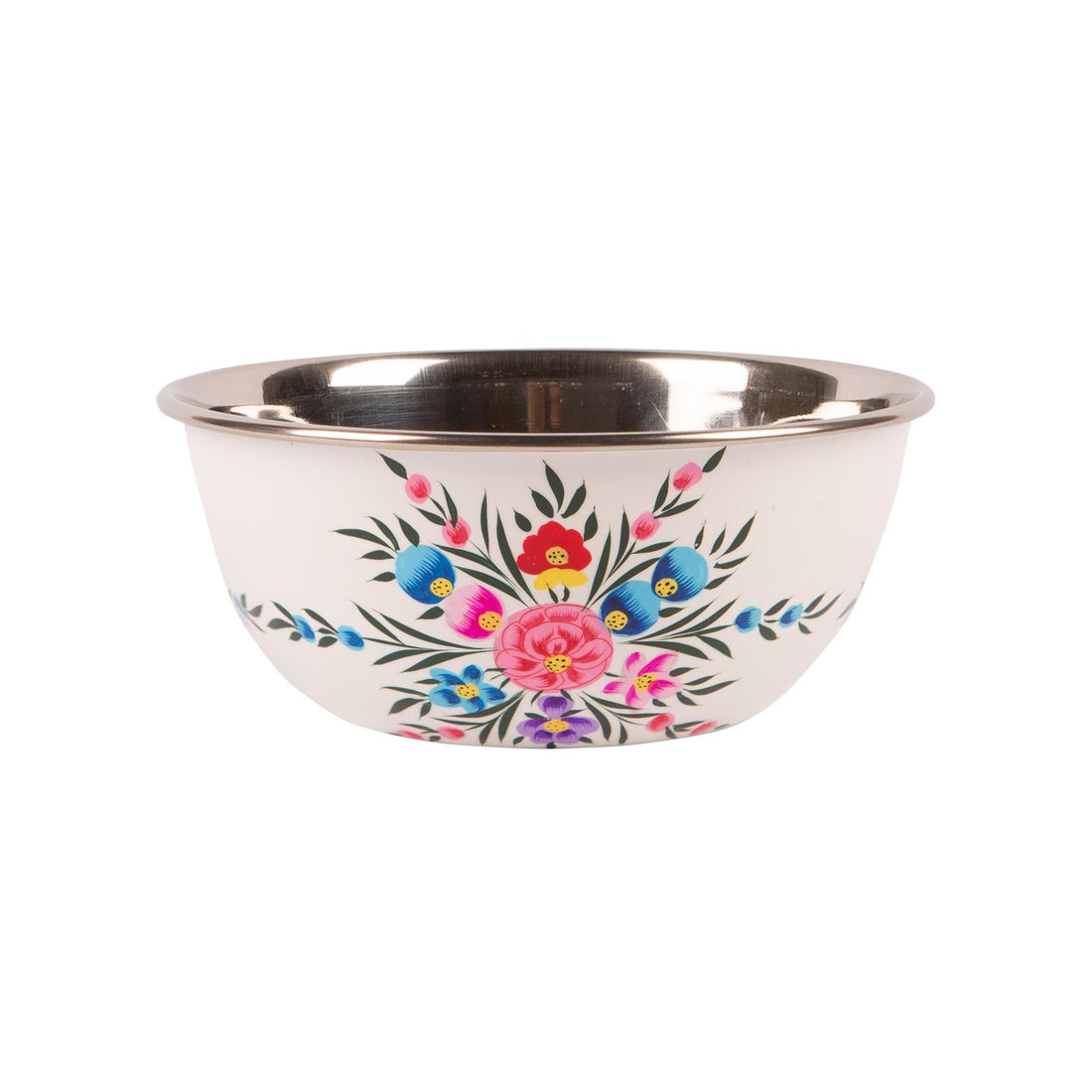 Pansy 18.5cm Hand-Painted Stainless Steel Cereal Bowl - Cotton