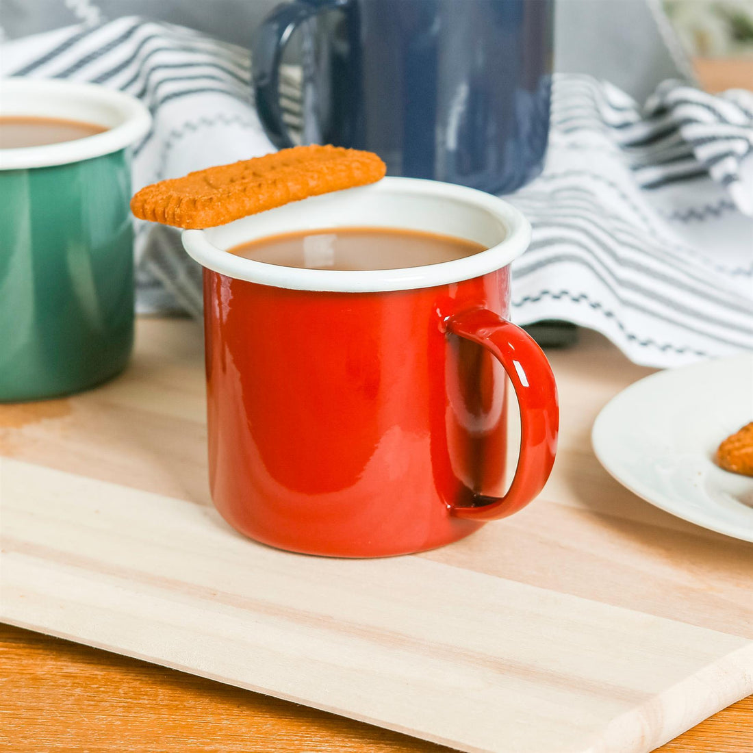 375ml Red Enamel Mugs - Pack of 6