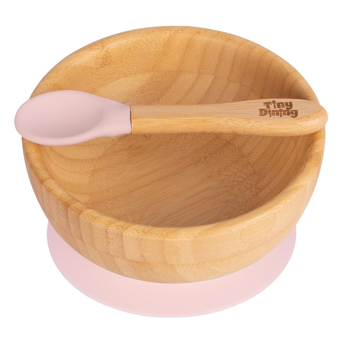 Bamboo Suction Bowl &amp; Spoon Set - Pastel Pink