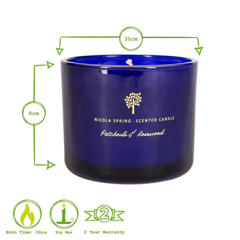 300g Patchouli & Rosewood Soy Wax Scented Candle - By Nicola Spring