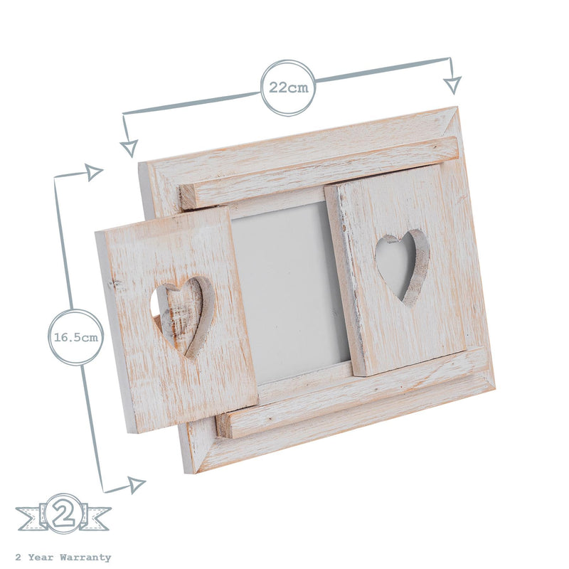 6" x 4" Wooden Hearts Shutter Photo Frame - By Nicola Spring