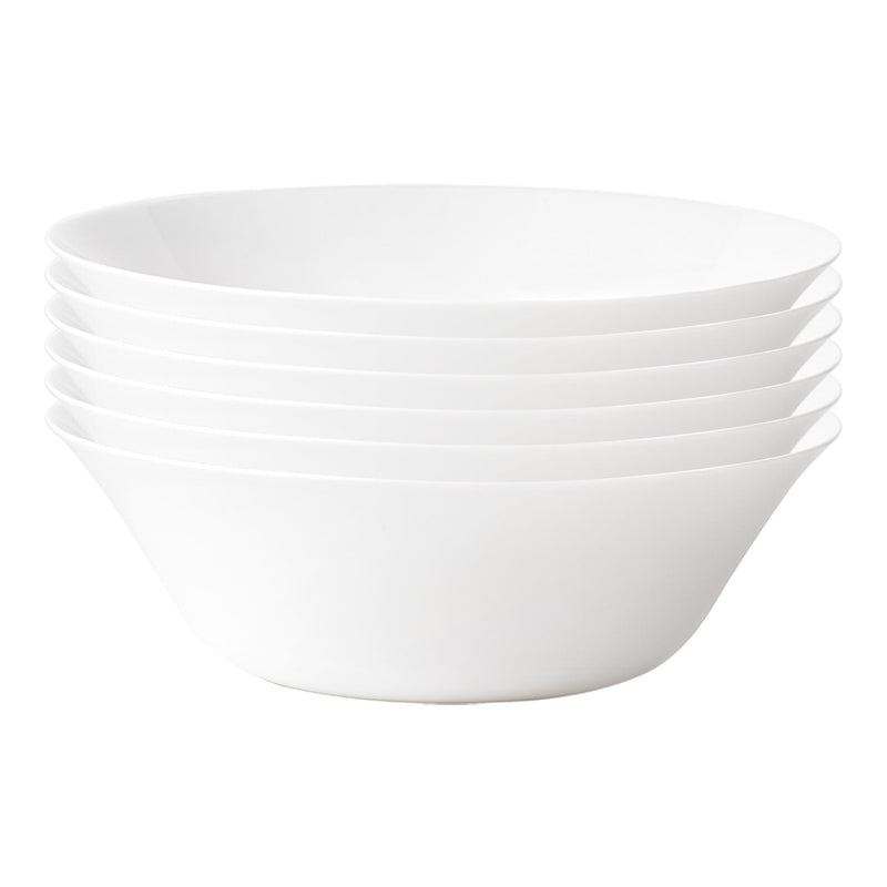 27cm White Moon Glass Salad Bowls - Pack of Six - By Bormioli Rocco