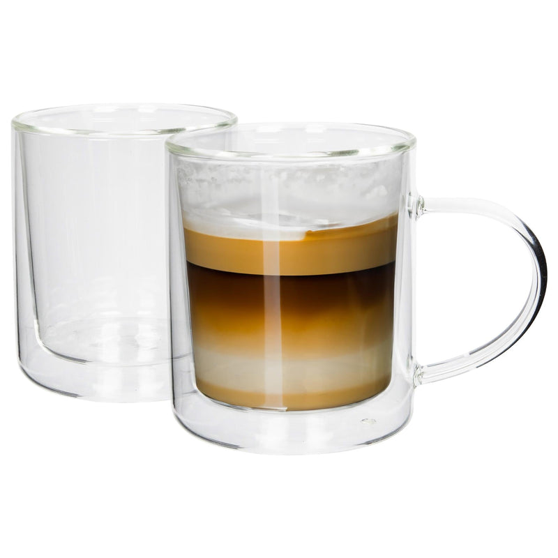 360ml Double-Walled Glass Mugs Set - Pack of 2 - By Rink Drink