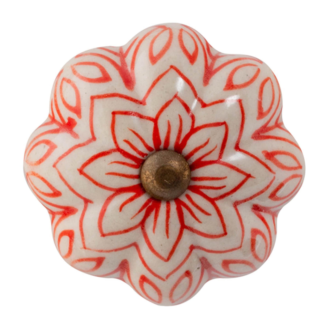 Red 45mm Vintage Floral Ceramic Cabinet Knob