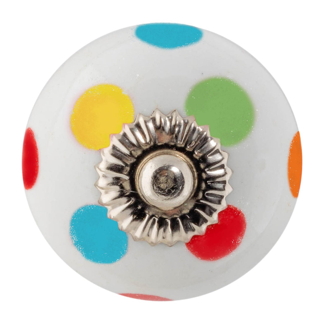 Multi Dots on White 45mm Round Spot Ceramic Cabinet Knob