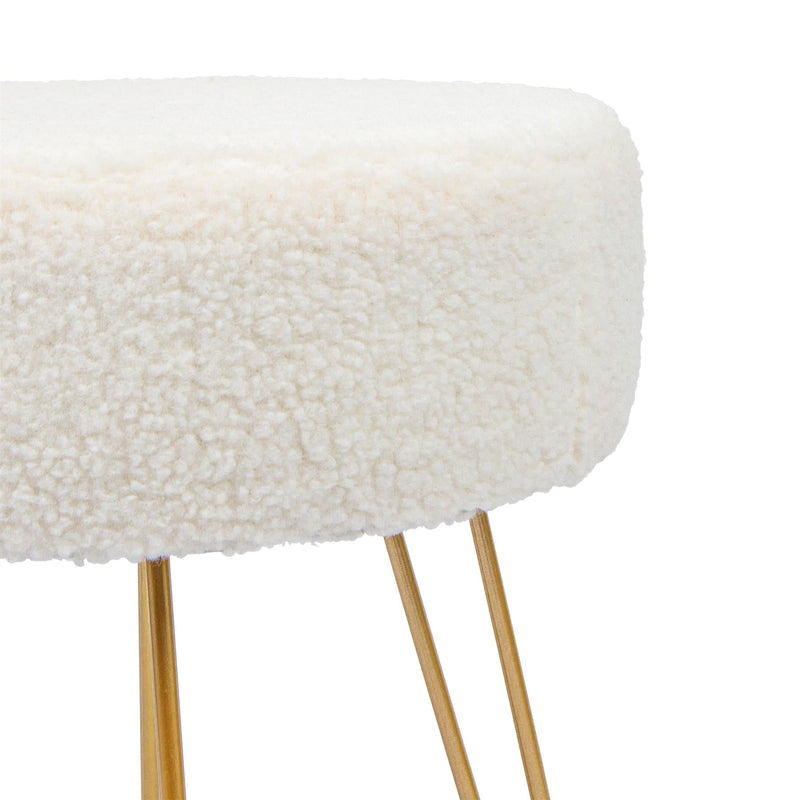 Cream H41 x D35cm Round Boucle Footstool - By Harbour Housewares