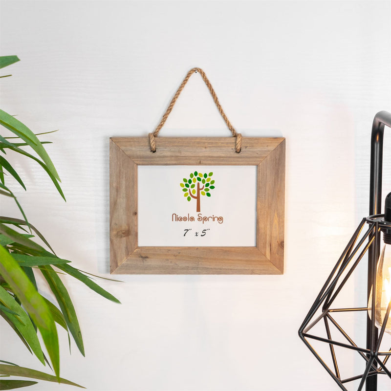 7" x 5" Natural Wooden Hanging Photo Frame - By Nicola Spring
