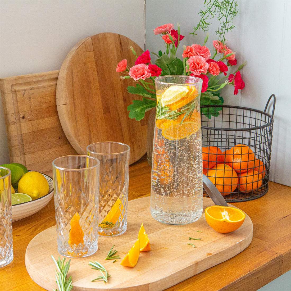 1.2L Vera Glass Carafe with Grey Lid