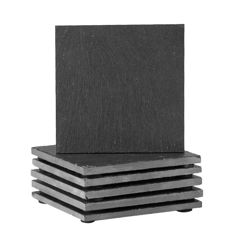 Black Square Linea Slate Coasters - Pack of Six - By Argon Tableware