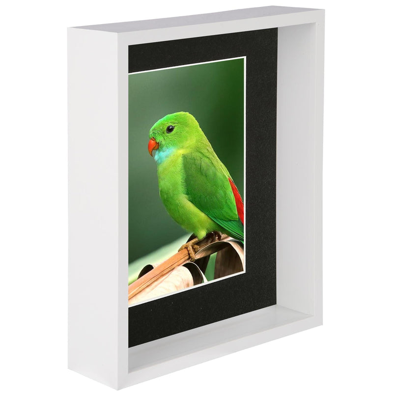 8" x 10" White 3D Deep Box Photo Frame - with 5" x 7" Mount - By Nicola Spring