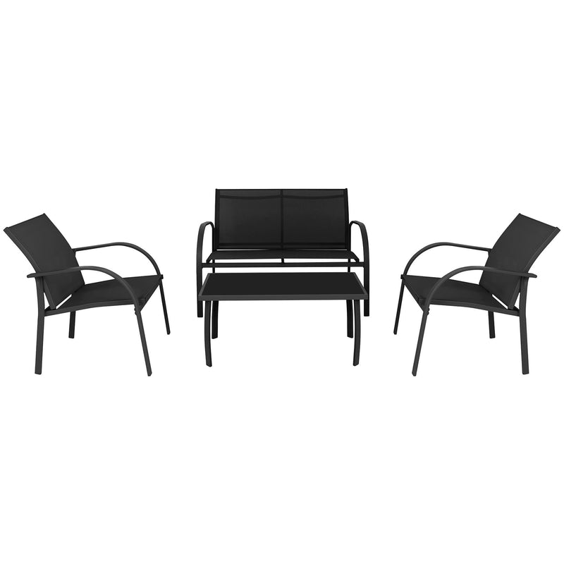 4-Seater Sussex Metal Garden Sofa Set with Coffee Table - By Harbour Housewares