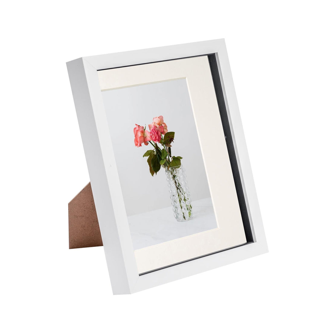 White 8" x 10" Shadow Box Photo Frame with 5" x 7" Ivory Mount