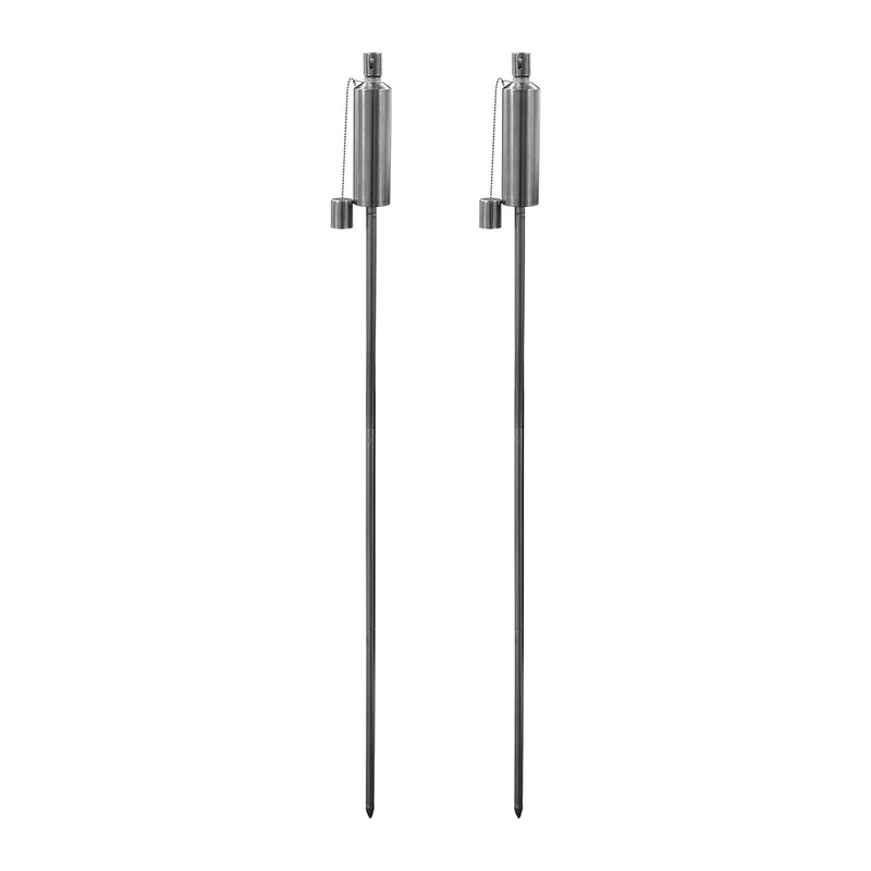 1.46m Metal Round Garden Fire Torches - Pack of 2  - By Harbour Housewares