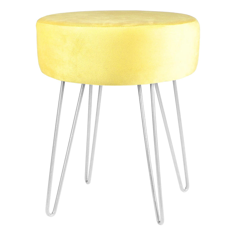 Yellow Round Velvet Footstool - By Harbour Housewares