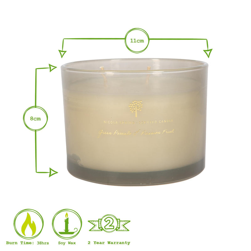350g Double Wick Green Pomelo & Passion Fruit Soy Wax Scented Candle - By Nicola Spring
