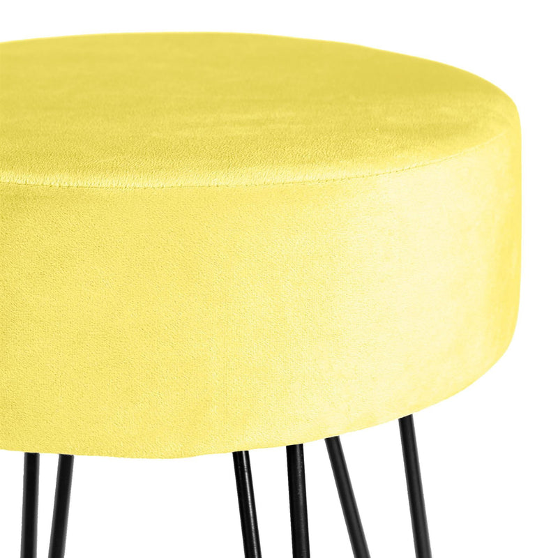 Yellow Round Velvet Footstool - By Harbour Housewares