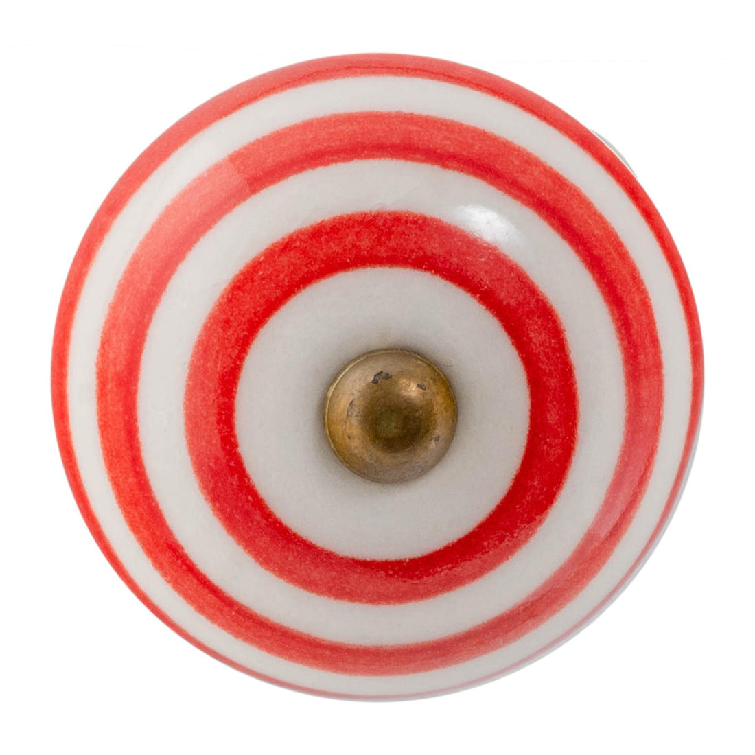 Red 45mm Round Striped Ceramic Cabinet Knob