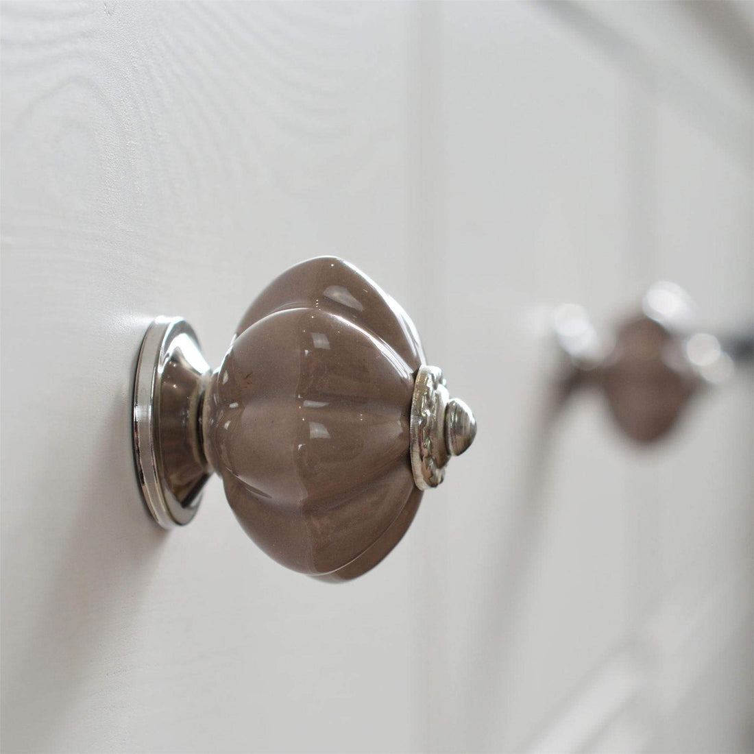 Grey 45mm Floral Ceramic Cabinet Knob