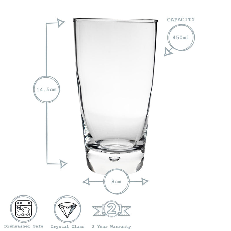 450ml Luna Highball Glasses - Pack of Four - By Bormioli Rocco