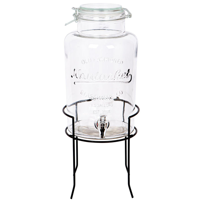 6.5L Glass Drinks Dispenser with Tap & Black Stand - By Rink Drink
