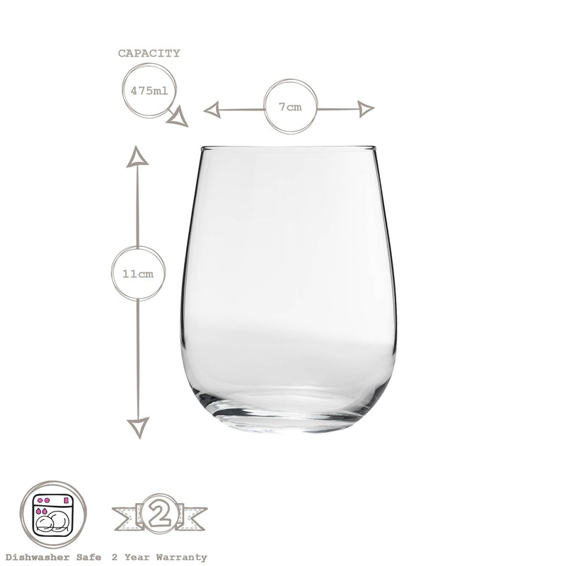 475ml Gaia Stemless Wine Glasses - Pack of Six - By LAV