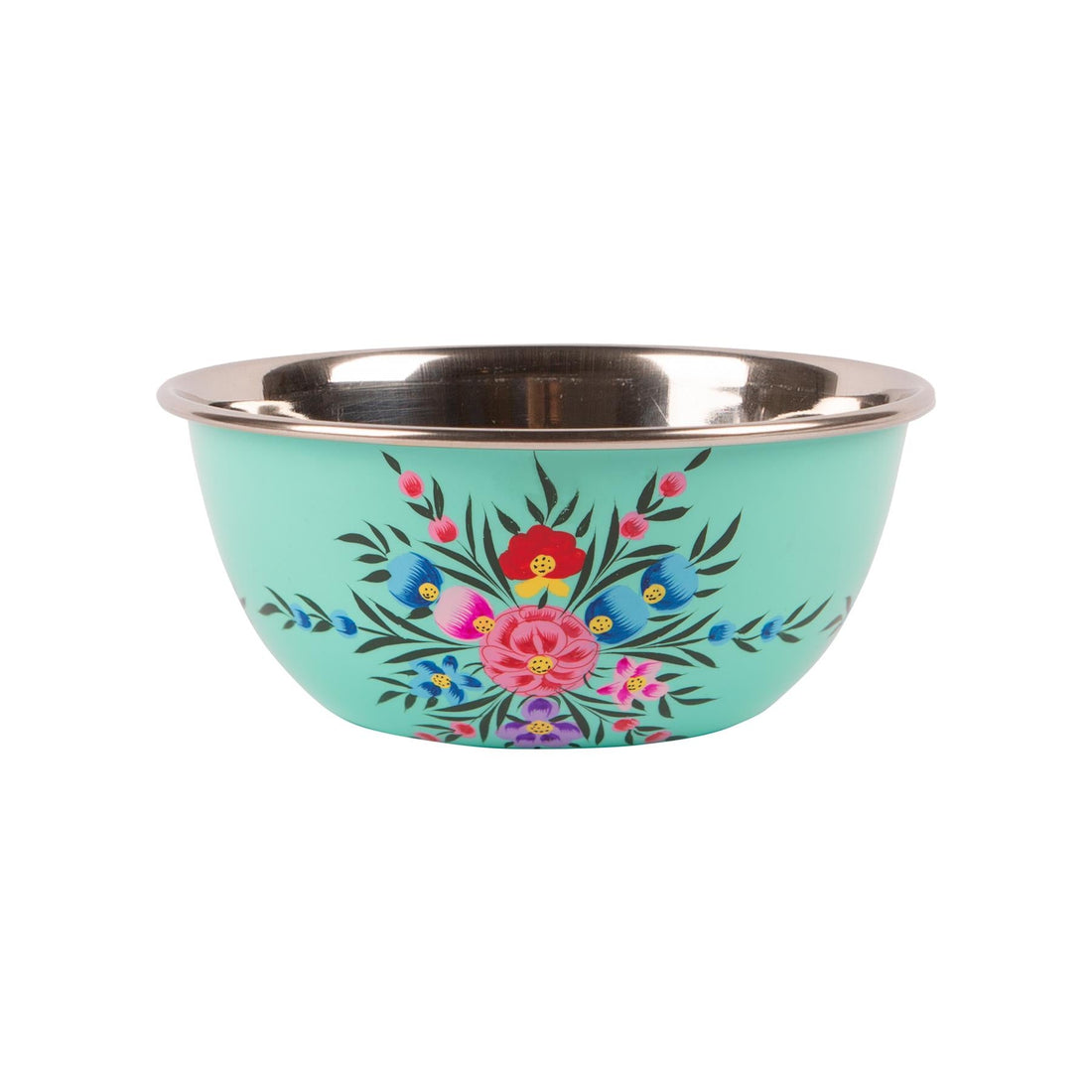 Pansy 18.5cm Hand-Painted Stainless Steel Cereal Bowl - Mint