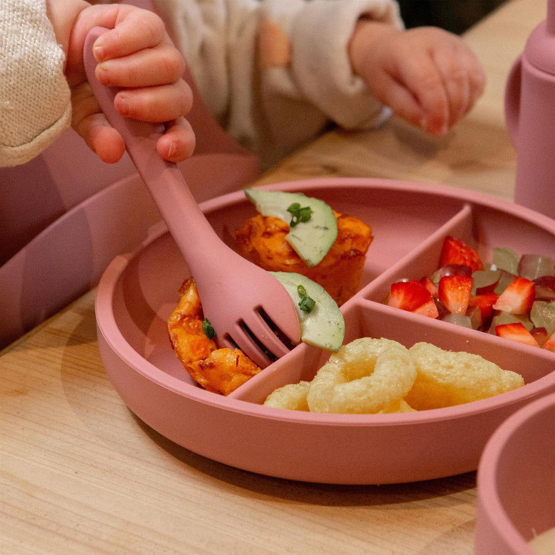 Dusty Rose Silicone Baby Weaning Fork