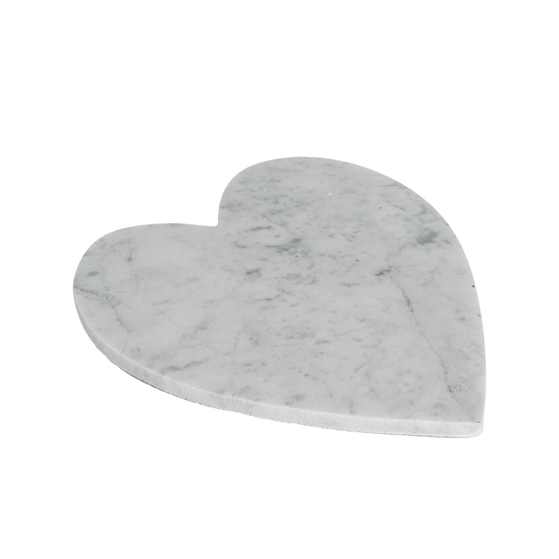 27cm x 25cm White Heart Marble Chopping Board - By Argon Tableware