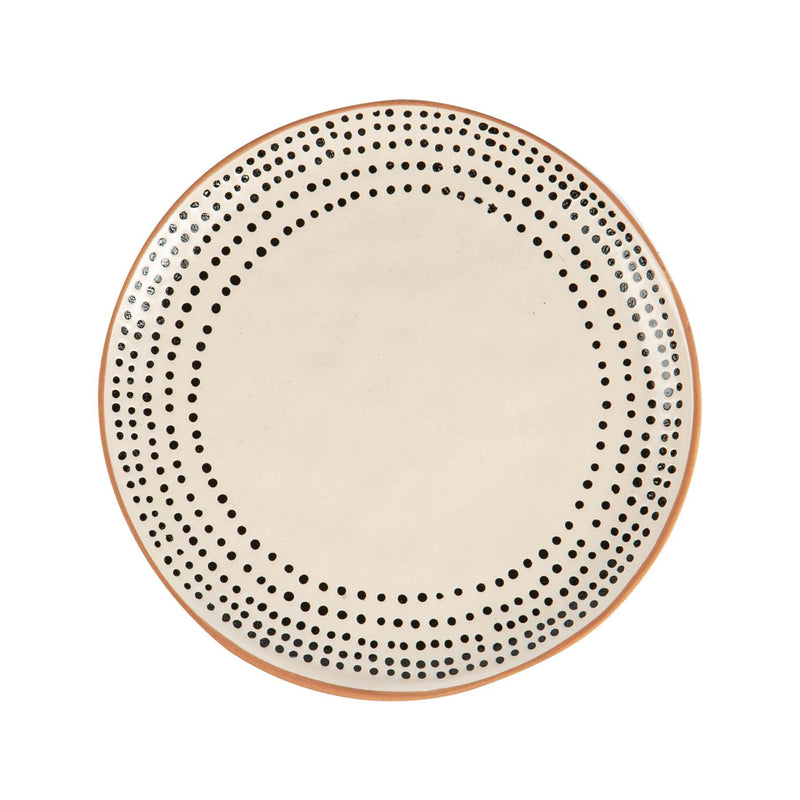 20.5cm Monochrome Spotted Rim Ceramic Side Plate - By Nicola Spring