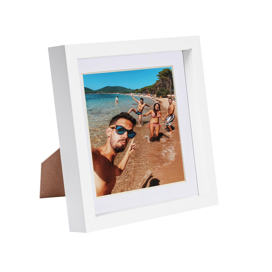 White 8" x 8" Shadow Box Photo Frame with White Frame Spacer and 6" x 6" White Mount