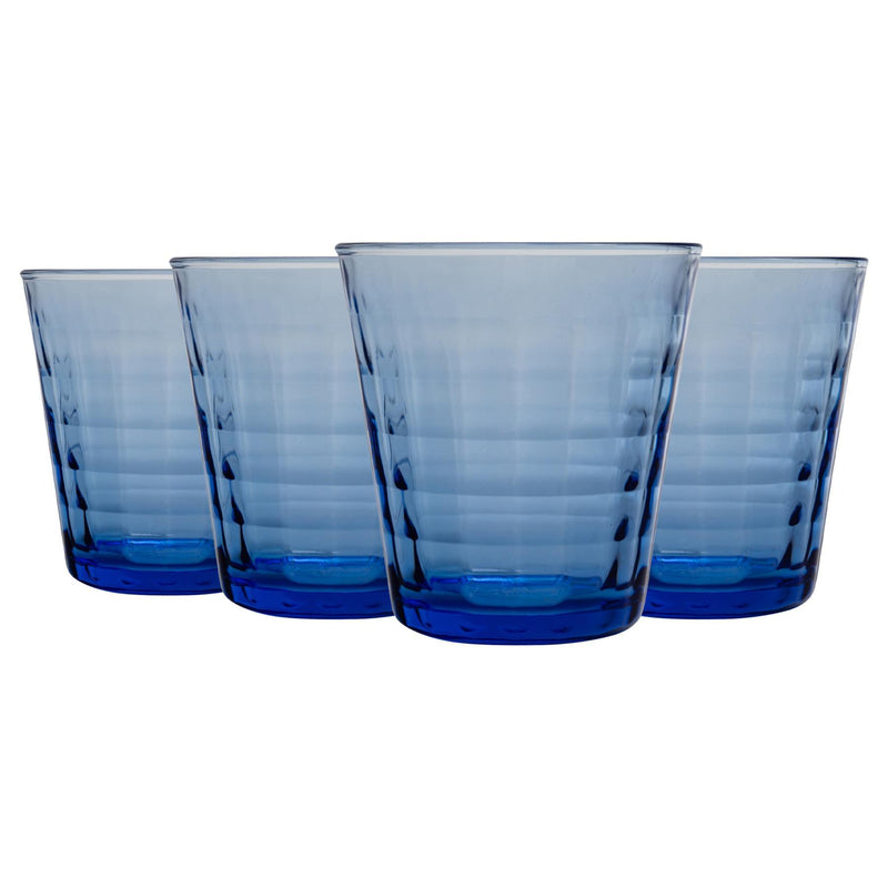 Prisme Water Glasses - 220ml - Blue - Pack of 4 - By Duralex