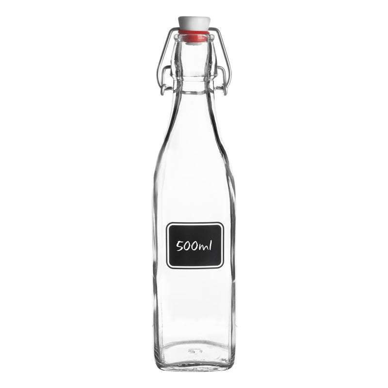 500ml Lavagna Glass Swing Bottle with Chalkboard Label - By Bormioli Rocco