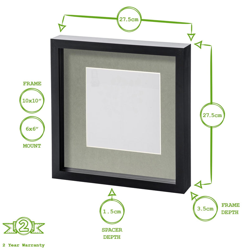 10" x 10" White 3D Box Photo Frame with 6" x 6" Mount - By Nicola Spring
