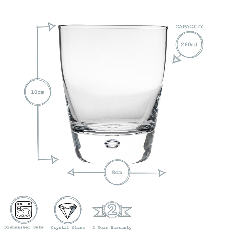 260ml Luna Whisky Glasses - Pack of Four - By Bormioli Rocco