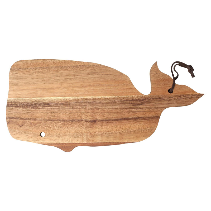 38.5cm x 19cm Ocean Whale Wooden Chopping Board with Leather Tie - By T&G