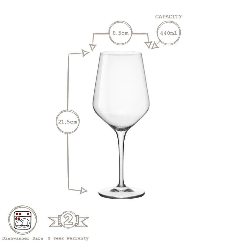 440ml Electra White Wine Glasses - Pack of 6 - By Bormioli Rocco